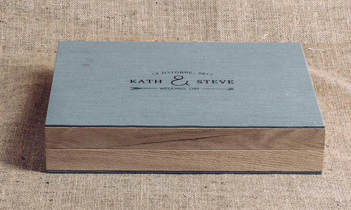 album matrimoniale con scatola in legno massello